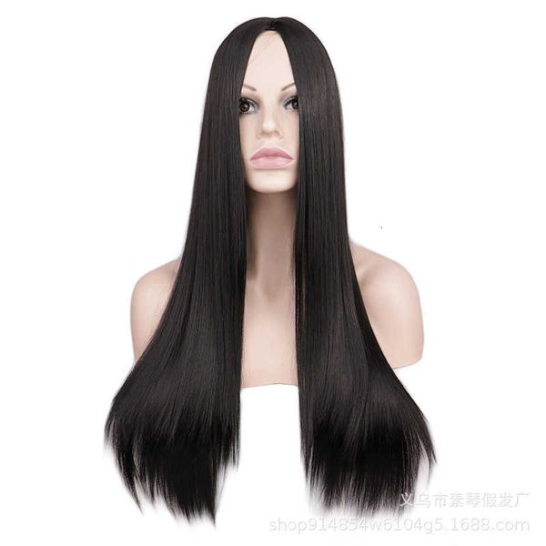 

zhongfen scalp black long straight animation wig stage performance cos female hair
