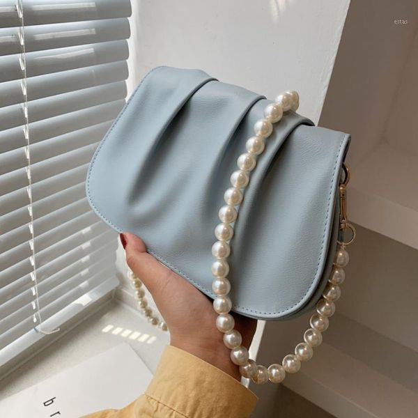

evening bags tote 2021 elegant bag female pleated summer quality pu leather women's designer handbag shoulder messenger1