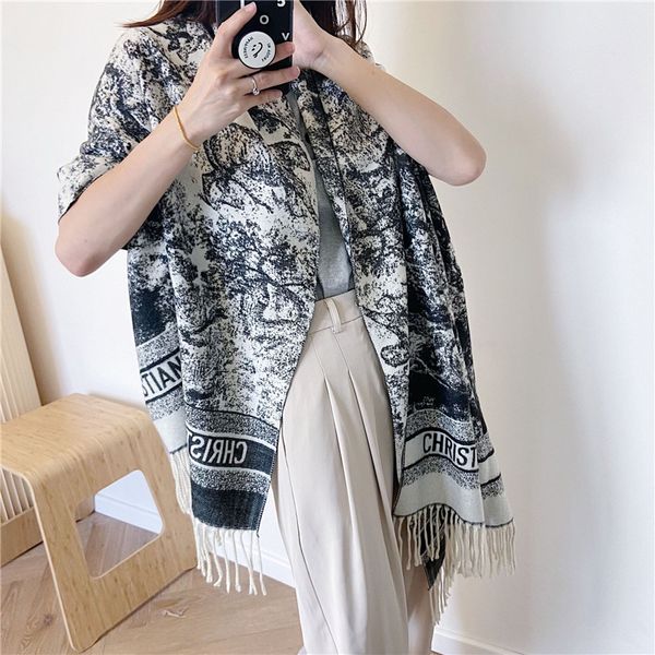 

scarves warm cashmere scarf dual-use outside spring and autumn shawl summer air-conditioned office, Blue;gray