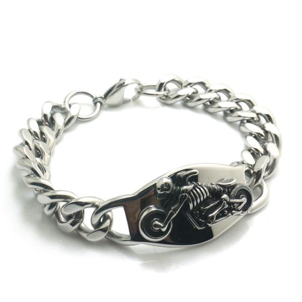 

316l stainless steel cool skull motorcycle biker bracelet link, chain, Black