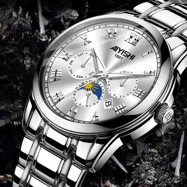 

hollow men's watch fully automatic mechanical es waterproof luminous silver gold for men luxury male wristwatch