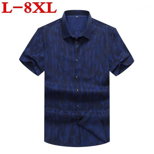 

plus size 8xl 9xl 10xl 7xl 2021 summer men shirt dress camisa social brand clothing shirts loose fit short sleeves men's casual, White;black
