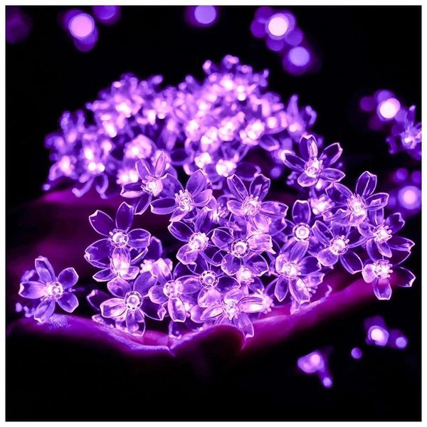 

strings 22m led solar light outdoor string lights cherry blossom flower garland lantern fairy garden xmas decor.