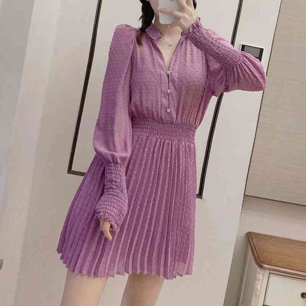 

casual dresses women new summer chiffon folds turn-down collar character print mini dress chic casual loose puff sleeve sjqk, Black;gray