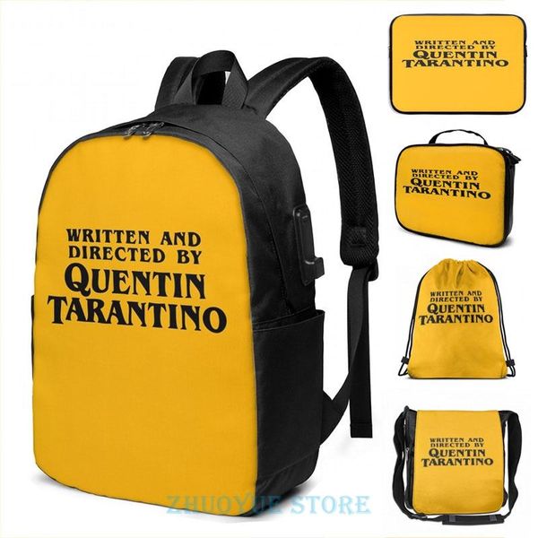 

backpack written and directed by quentin tarantino(3) usb charge men school bags women bag travel laptop