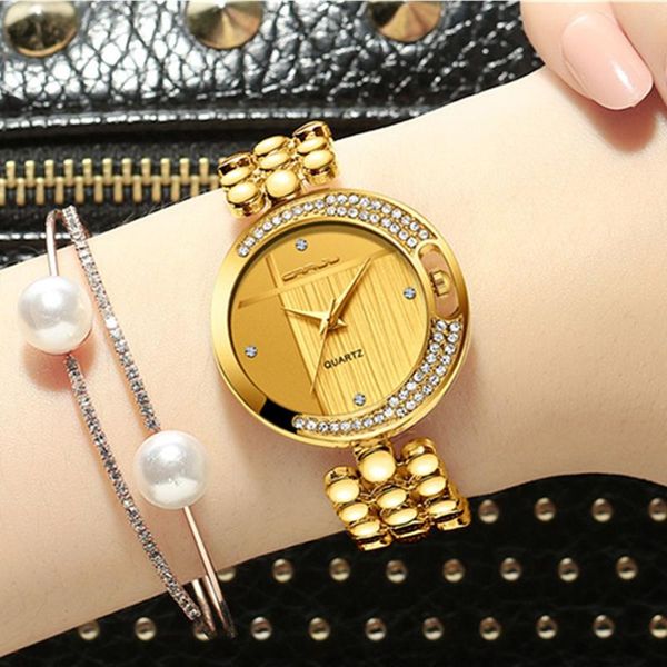 

wristwatches crrju women's watches bracelet wrist watch women creative fashion diamond ladies gold clock, Slivery;brown