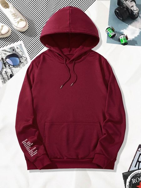 

men slogan graphic drawstring hoodie d9aq#, Black