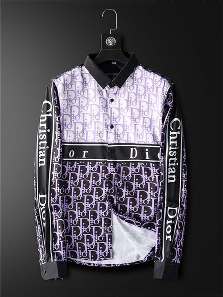 

2021 summer luxury designer men's business casual shirt long sleeve stripe lapel shirts masculine social fashion plaid -3xl#ap330, White;black