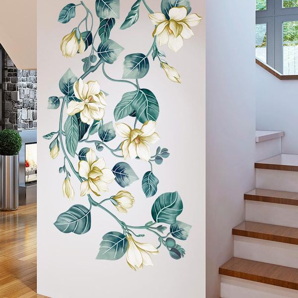

[shijuekongjian] flower vine wall stickers diy plants decals for living room bedroom kitchen house decoration accessories