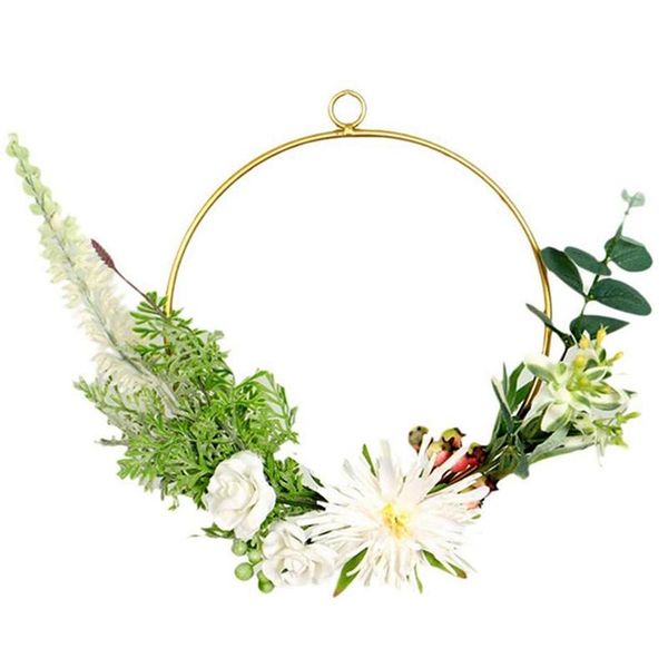 

floral hoop wreath artificial rose flowers iron hanging for wedding patio garden wall window decor decorative & wreaths