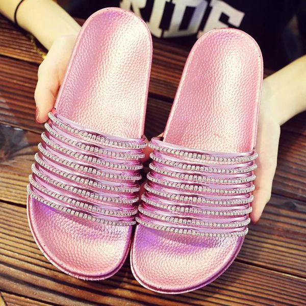 

slippers summer slides women platform flat heel crystal peep toe fashion beach outdoor female ladies shoes zapatos de mujer, Black