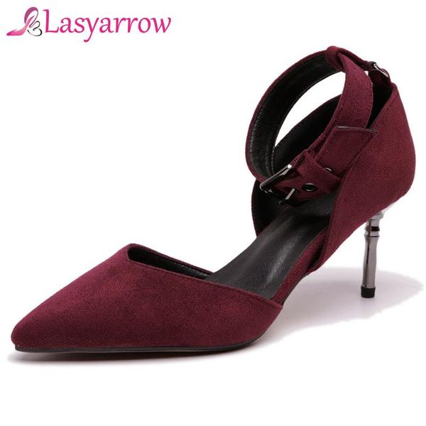 

lasyarrow ankle strap women's shoes gladiator stilettos party wedding thin high heels sapatos mujer black red rm450 sandals