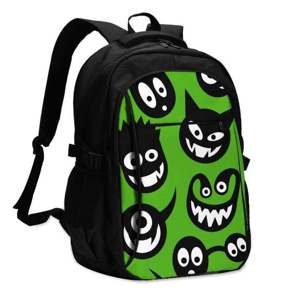 

backpack usb charge women funny monster heads student letters print school bag teenager girls