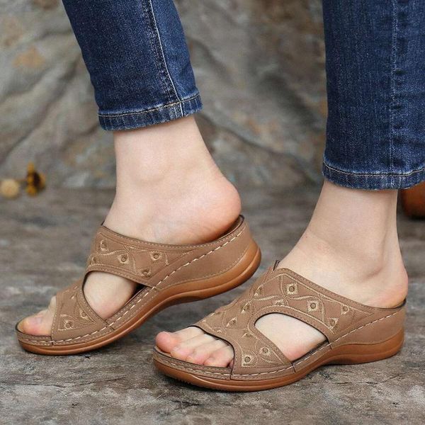 

summer women flat sandals ladies slides comfortable home beach slip on wedges shoes woman plus female slippers, Black