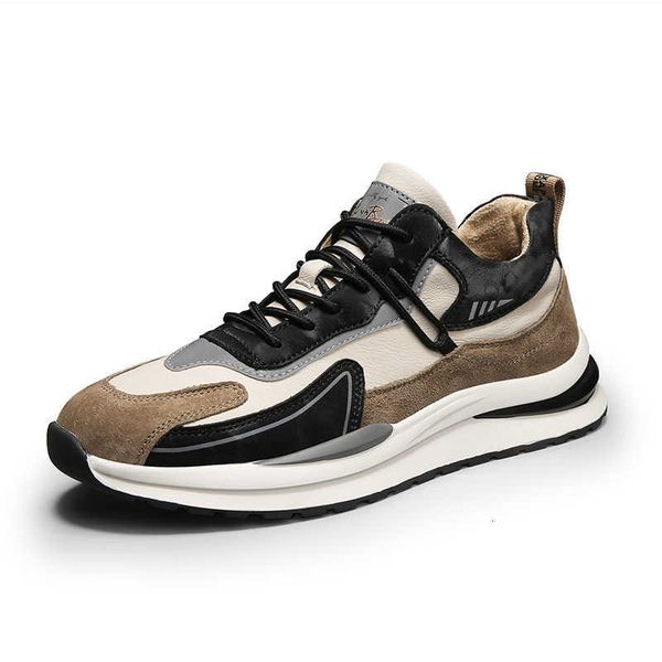 

men's shoes autumn and winter plush fashion casual low versatile men's leather thick soled sports dad, Black