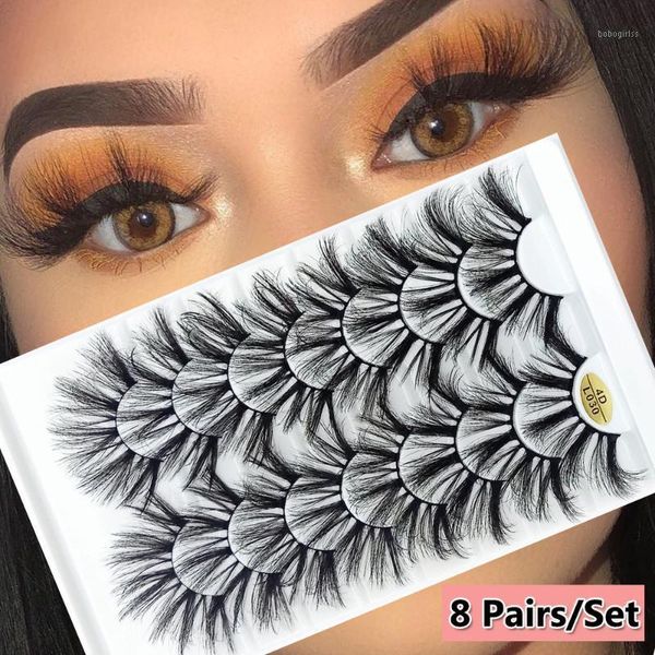 

8pairs 25mm 4d mink false eyelashes handmade faux lashes thick dramatic wispies fluffy eyelash extension makeup volume1