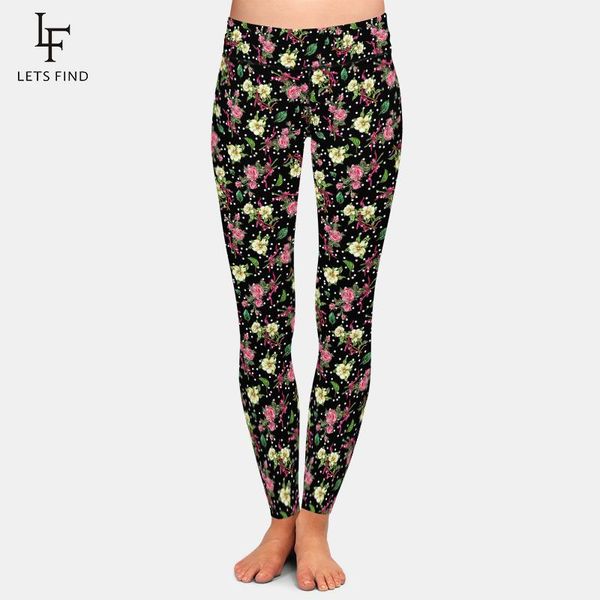 

women's leggings letsfind fashion winter women workout turkish rose and jasmin print high waist plus size slim elastic, Black