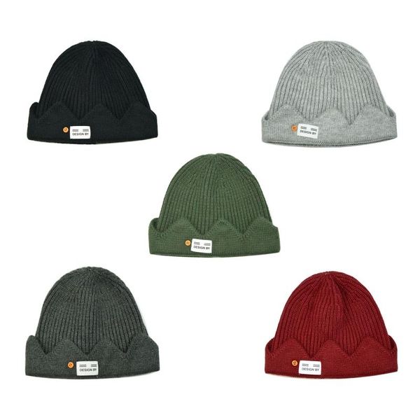 

cycling caps & masks wave pattern edge knitted winter warm creative design crown melon hat for night running fishing outdoor sports travel d, Black