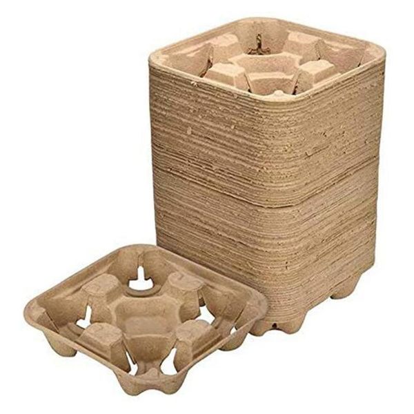 

disposable dinnerware 2/4 cup carrier tray coffee biodegradable holder durable drink for or cold drinks