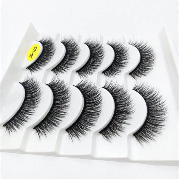 

5pairs 100% real mink lashes 3d natural false eyelashes soft extension makeup kit1