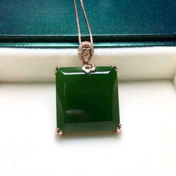 

lockets 18k gold inlaid hetian jasper square pendantj64#, Silver