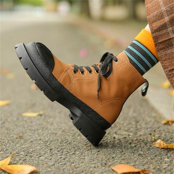 

boots canvas grain cowhide thick sole increase women's round toe high heel boots black yellow cross winter women1 7qz9