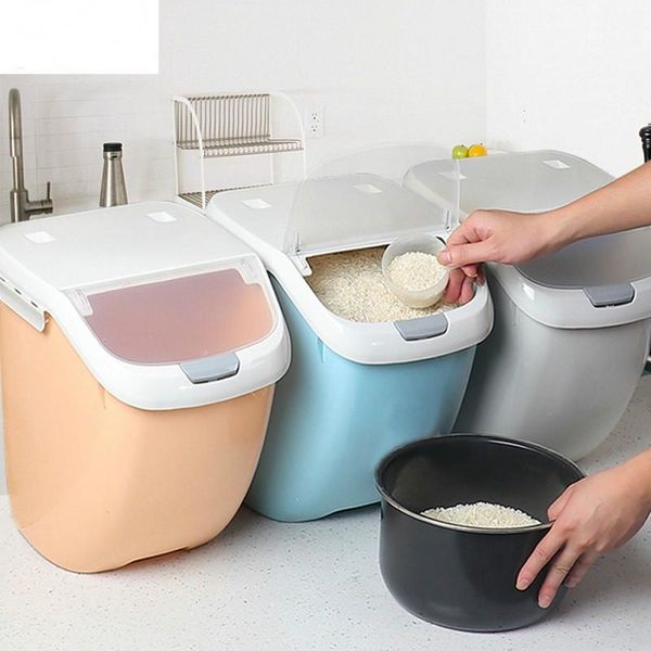 

storage bottles & jars plastic 6/10/15kg rice grain box sealed moisture-proof large pet container mildew anti-oxidation