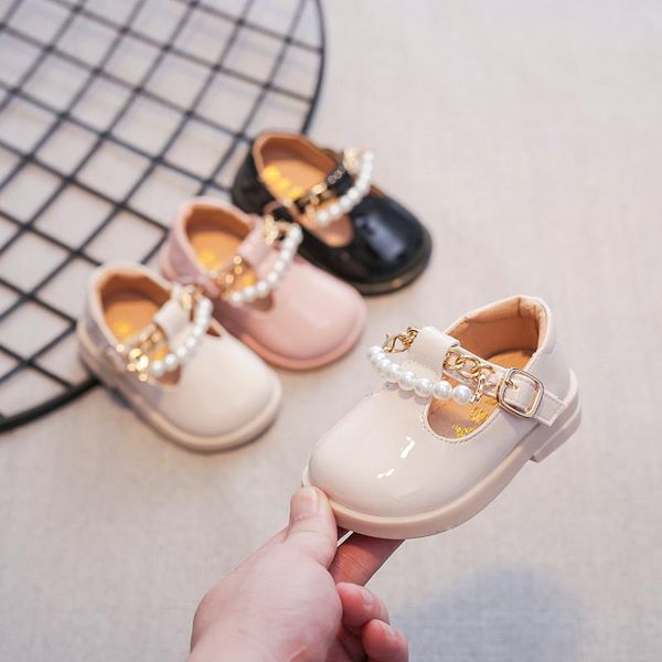 

first walkers baby girls leather shoes autumn kids soft bottom non-slip children banquet pearl princess comfortable infant toddler