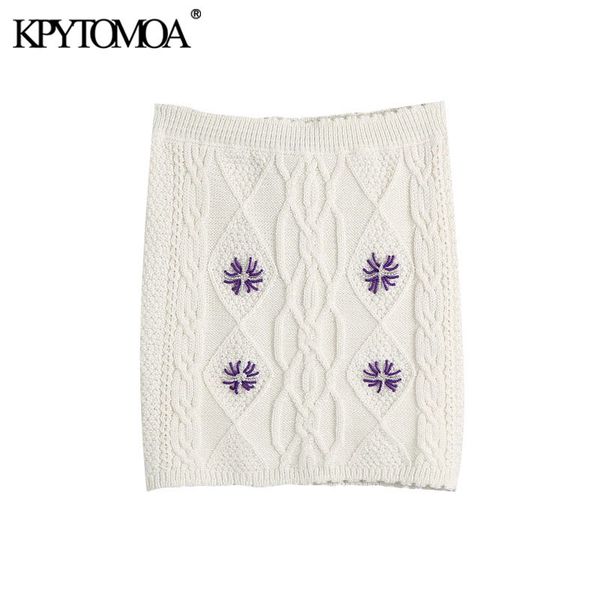 

women fashion floral embroidery cropped knitted sweater vintage square collar fitted female pullovers chic 210416, White;black