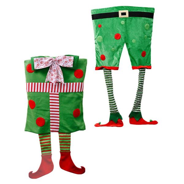 

2pcs christmas chair slipcover elf leg covers protector for home