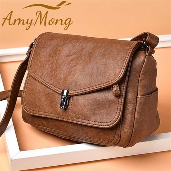 

women fashion leather handbag purses female retro shoulder crossbody messenger bag luxury designer sac for ladies 211025