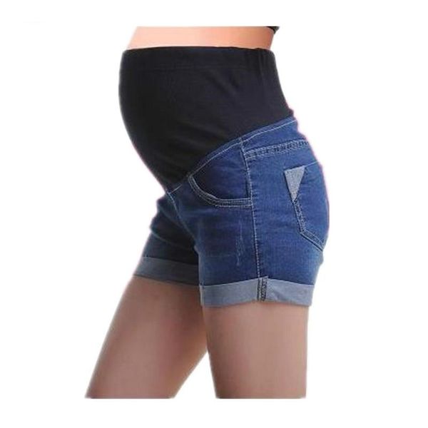 

jeans maternity denim short shorts for pregnant women gravidas clothing pregnancy clothes elastic abdominal pants bottoms, White