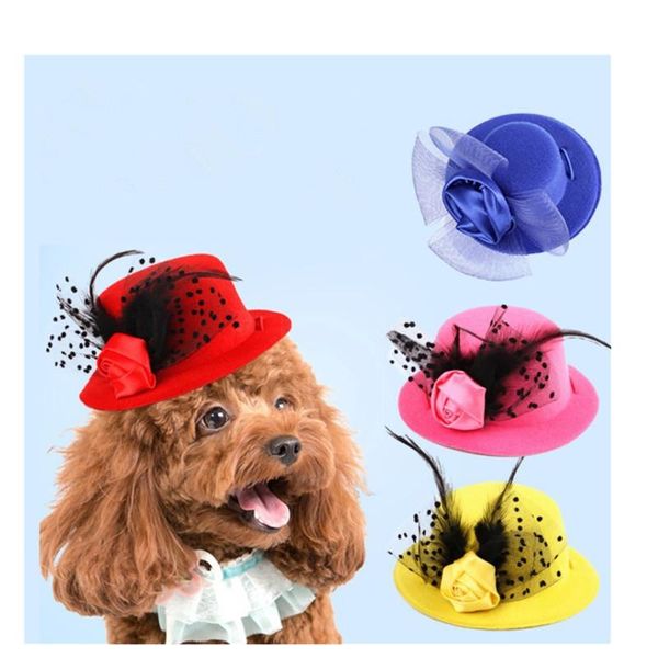 

dog apparel pet supplies european style the four seasons feather hair netting yarn hat exquisite fashion cat and accessories son