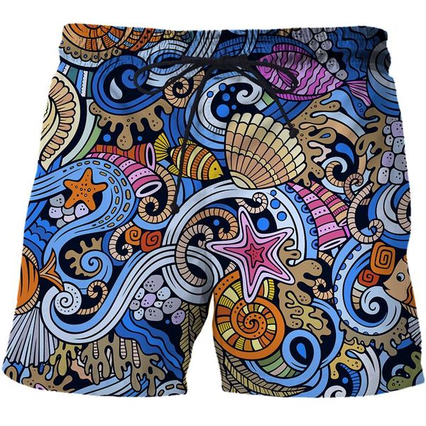 

men's shorts summer abstract pattern 3d surfing print beach short men casual quick dry sports pants swimwear beachwear, White;black