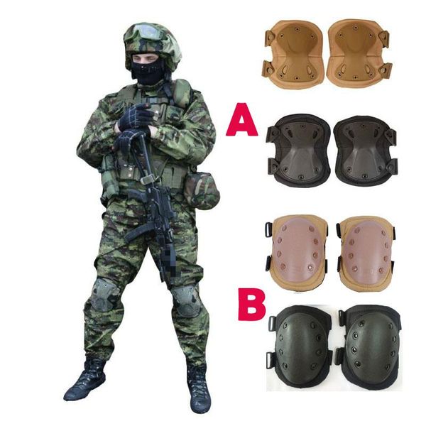

elbow & knee pads 4pcs set tactical combat protector hunting and, Black;gray