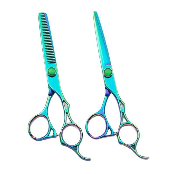

hair scissors 6 inch green professional salon japanese stainless steel titanium plated cutting thinning barber supplies