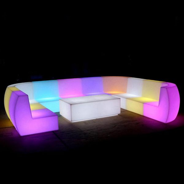 Mobili da campeggio Moda LED 7 luci colorate Combinazione Divano per uso domestico Luminoso Cambia colore per KTV Bar Parco all'aperto o casa