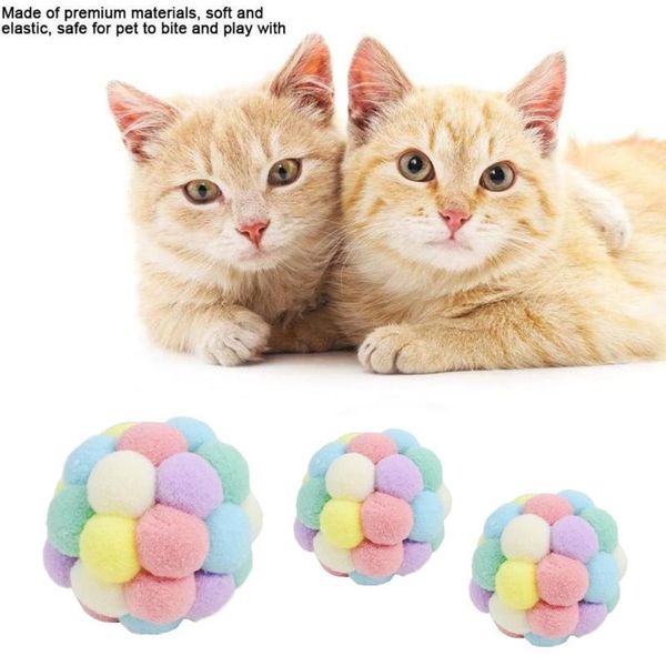 

4/6/7cm funny cat toys fashion creative cute plush ball faux feather bell chew toy pet supplies accessories
