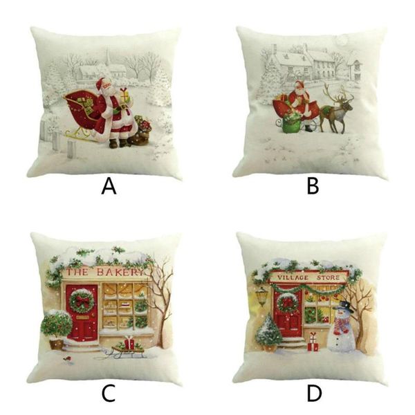 

christmas cotton linen throw pillow case cushion cover home sofa decor