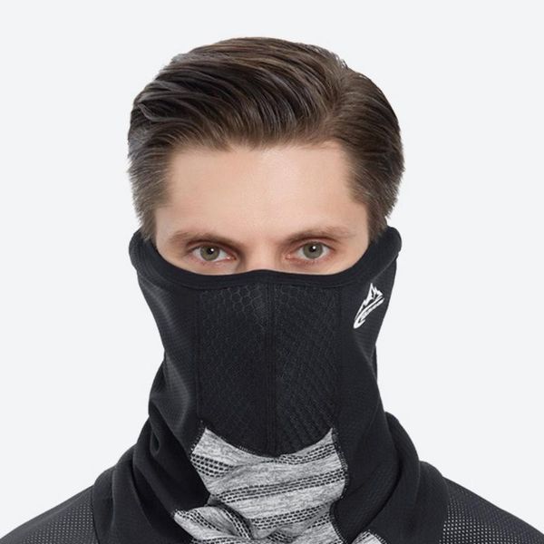 

balaclava neck face mask with air vents men and women fleece hood ski gear winter sports motorcycle riding windproof cycling caps & masks, Black