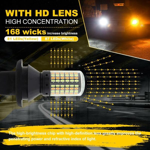

car headlights led turn signal light 12v 168-smd 7440 accessories drl error t20