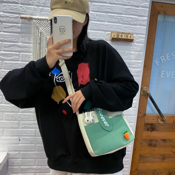 

evening bags fashion winter summer canvas bag female korean cute doll shoulder cartoon small square crossbody