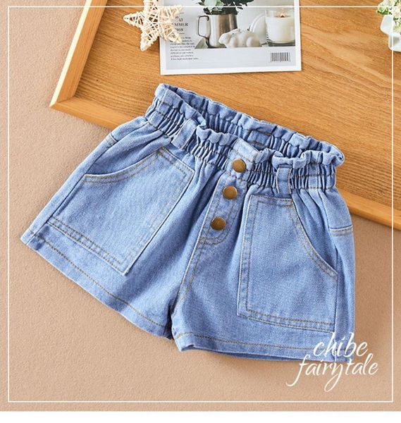 

kids baby girls shorts jeans high waist eastic band solid ripped hip-huggers 6m-5t denim short for children, Black