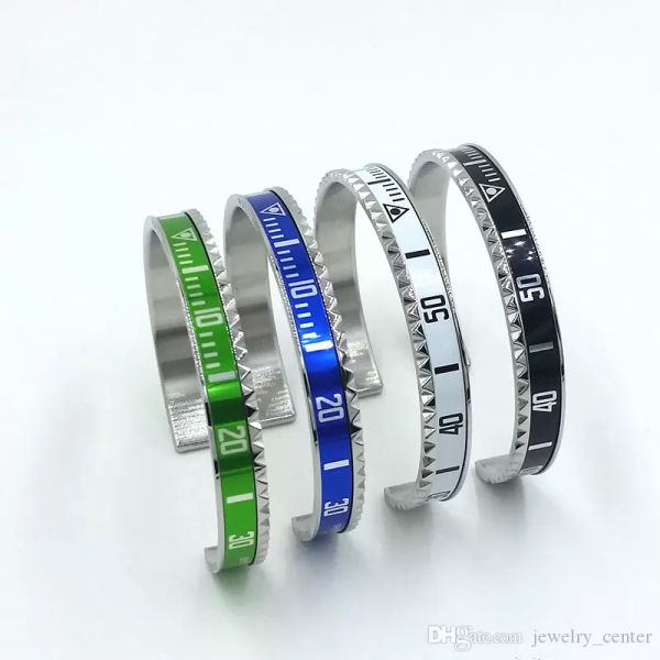 

4 colors classic design bangle bracelet for men stainless steel cuff speedometer bracelet fashion men039s jewelry with retail p8139445, White