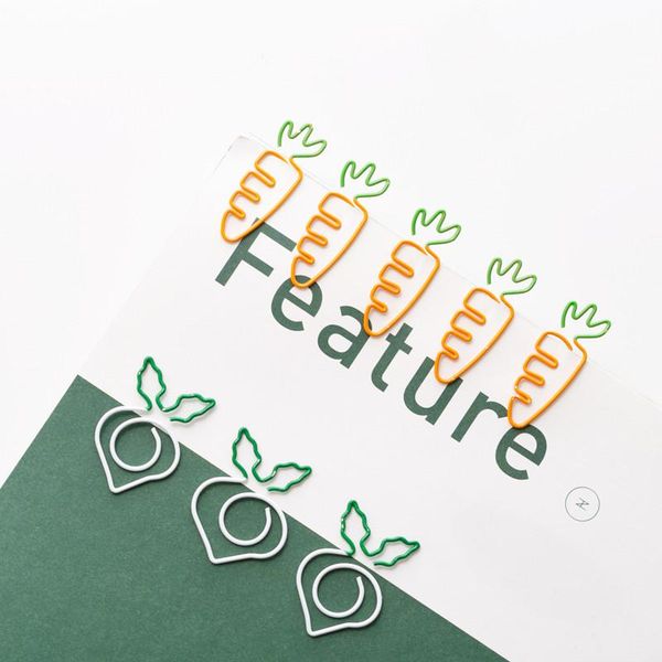 

bookmark 20pcs/set cute metal paper clips vegetable carrot radish fruit notes folder message po binder clip stationery memo
