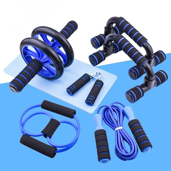 

7pcs fitness equipment abdominal wheel kneeling mat skipping rope grip push up bracket training exercise home sport accessories