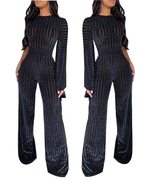 

autumn and winter perspective wide leg casual one-piece pants, Blue