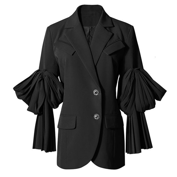 

women's suits & blazers high street blazer women ruffles spring autumn loose 2021 iwul, White;black