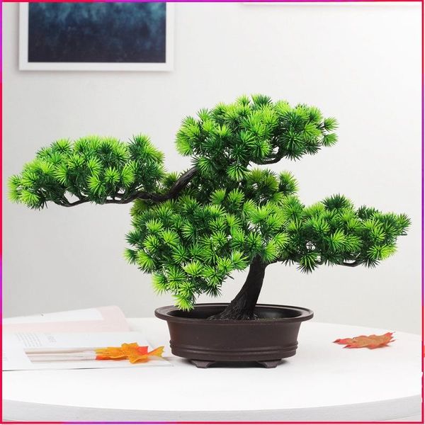 

decorative flowers & wreaths artifical fake potted ornaments larger welcome pine plastic simulation big bonsai for indoor home green plants