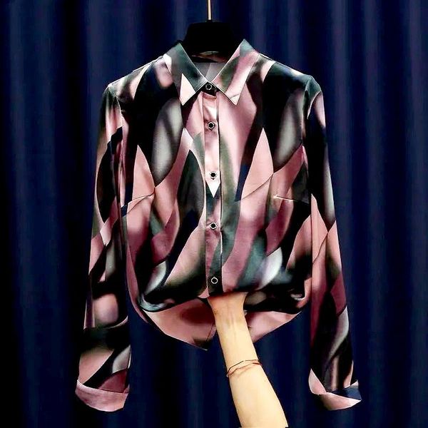 

women's blouses & shirts autumn good quality women full sleeve print elegant ladies blouse shirt ls073, White